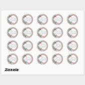 Waterverf botanische krans script vreugde winter ronde sticker (Vel)