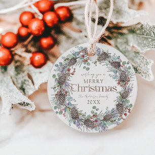 Waterverf Botanische Kranse Kerstmis  Bedankjes Labels
