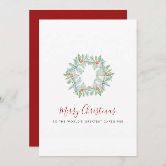 Waterverf Botanische kreet en Berries Caregiver Feestdagenkaart (Voorkant / Achterkant)