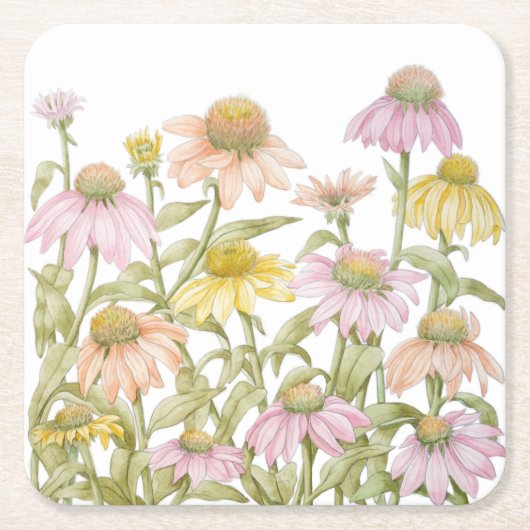 Waterverf botanische kunst kartonnen onderzetters (Voorkant)