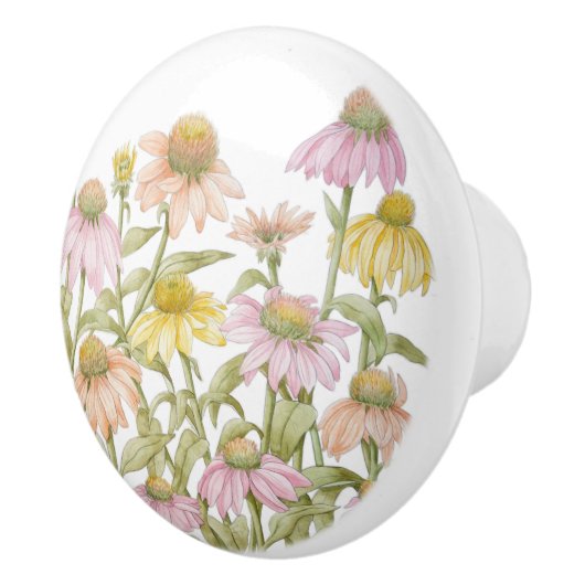 Waterverf botanische kunst keramische knop (Rechts)