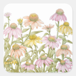 Waterverf botanische kunst vierkante sticker