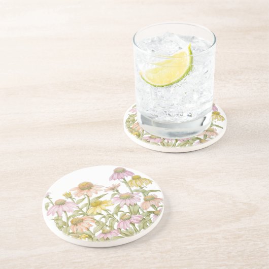 Waterverf botanische kunst zandsteen onderzetter (Zijkant)