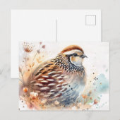 Waterverf Botanische Kwartel Briefkaart (Voorkant / Achterkant)