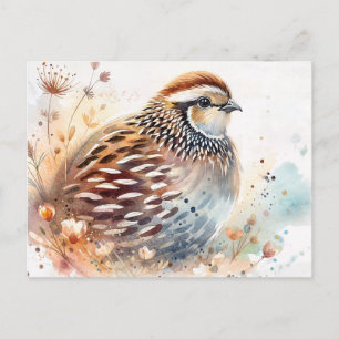 Waterverf Botanische Kwartel Briefkaart
