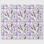 Waterverf Botanische Lavendel Wildflower Boho Cadeaupapier (Vlak)