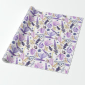 Waterverf Botanische Lavendel Wildflower Boho Cadeaupapier (Uitgerold)