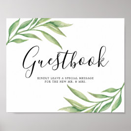 Waterverf Botanische Leaves Guestbook Weddenschap Poster