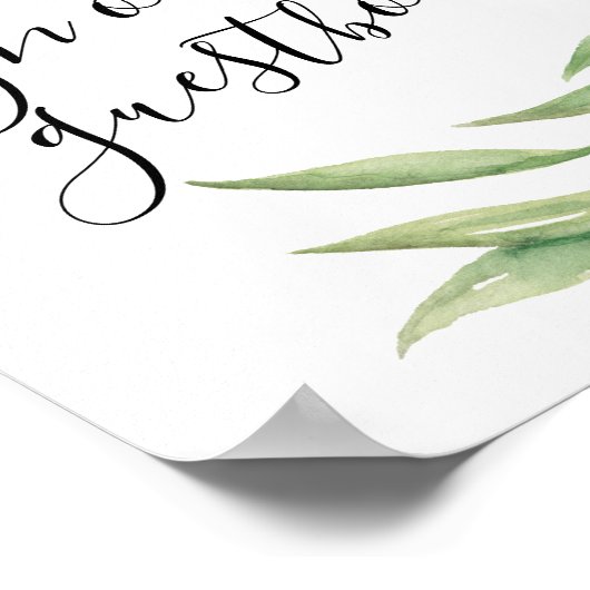 Waterverf Botanische Leaves Guestbook Weddenschap Poster (Hoek)
