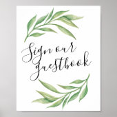 Waterverf Botanische Leaves Guestbook Weddenschap Poster (Voorkant)