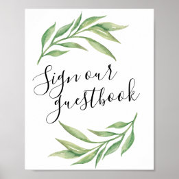 Waterverf Botanische Leaves Guestbook Weddenschap Poster