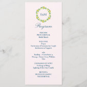 Waterverf Botanische Lemon Blue Wedding Programmakaart (Voorkant)