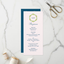 Waterverf Botanische Lemon Blue Wedding Programmakaart