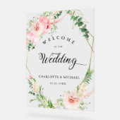 Waterverf Botanische lente geometrische bruiloft Acryl Bord (Hoek)