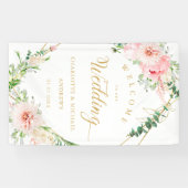 Waterverf Botanische lente geometrische bruiloft Spandoek (Horizontaal)