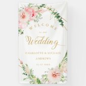 Waterverf Botanische lente geometrische bruiloft Spandoek (Verticaal)