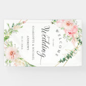 Waterverf Botanische lente geometrische bruiloft Spandoek (Horizontaal)