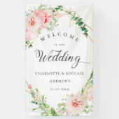 Waterverf Botanische lente geometrische bruiloft Spandoek (Verticaal)