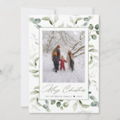 Waterverf botanische lijst Vrolijke kerstfoto Feestdagenkaart (Voorkant)