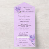 Waterverf Botanische Lila Paarse Bloemen Bruiloft All In One Uitnodiging (Binnen)
