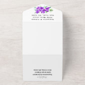 Waterverf Botanische Lila Paarse Bloemen Bruiloft All In One Uitnodiging (Buitenkant)