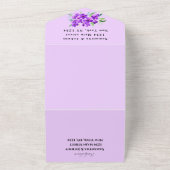 Waterverf Botanische Lila Paarse Bloemen Bruiloft All In One Uitnodiging (Buitenkant)