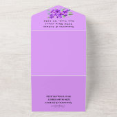 Waterverf Botanische Lila Paarse Bloemen Bruiloft All In One Uitnodiging (Buitenkant)