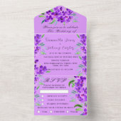 Waterverf Botanische Lila Paarse Bloemen Bruiloft All In One Uitnodiging (Binnen)