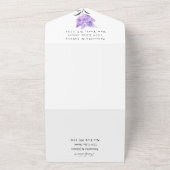 Waterverf Botanische lila Paarse Floral Wedding All In One Uitnodiging (Buitenkant)