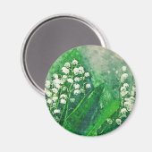 Waterverf Botanische Lily van de Valley Magneet (Voorkant / Achterkant)