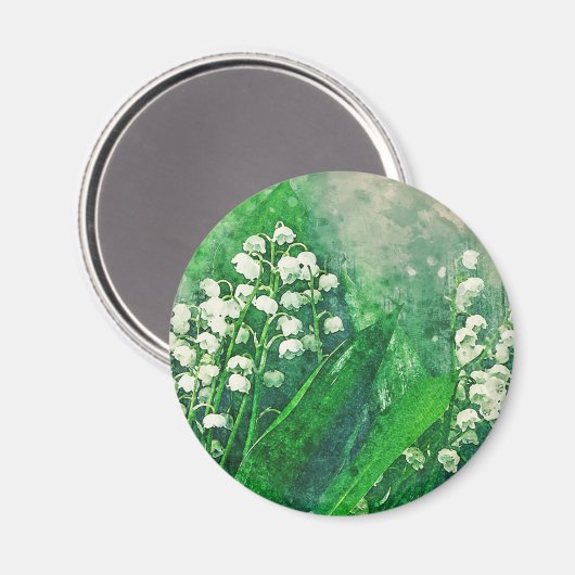 Waterverf Botanische Lily van de Valley Magneet (Voorkant / Achterkant)