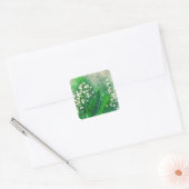 Waterverf Botanische Lily van de Valley Vierkante Sticker (Envelop)