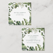 Waterverf botanische loof vierkante visitekaartje (Voorkant / Achterkant)