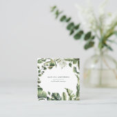 Waterverf botanische loof vierkante visitekaartje (Staand voorkant)