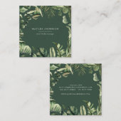 Waterverf botanische loof vierkante visitekaartje (Voorkant / Achterkant)