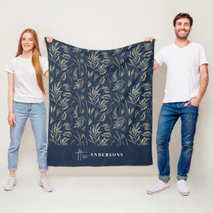 Waterverf botanische marine elegante familie decor fleece deken