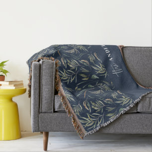Waterverf botanische marine elegante familiedecora deken