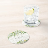 Waterverf Botanische marmer Elegant Wedding Ronde Kartonnen Onderzetter (Insitu)