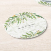 Waterverf Botanische marmer Elegant Wedding Ronde Kartonnen Onderzetter (Gebogen)