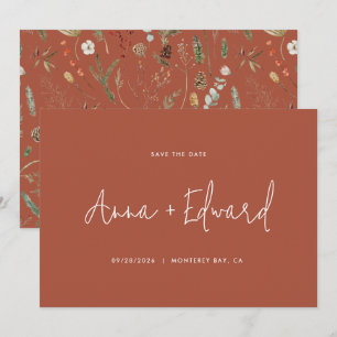 Waterverf botanische moderne terracotta save the date