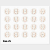 Waterverf Botanische Monogram Krans Warm Herfst Ronde Sticker (Vel)