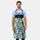 Waterverf botanische monogram naam Keuken Schort (Gedragen)