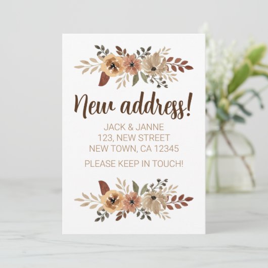 Waterverf Botanische Nieuwe Adres Aankondiging Kaa (Staand voorkant)