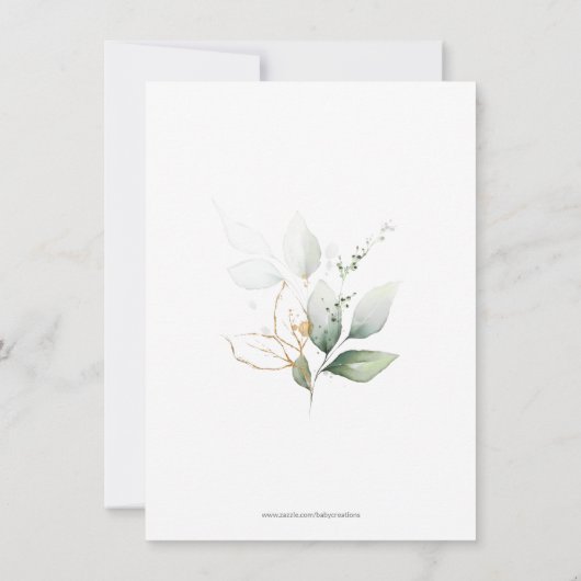 Waterverf Botanische olievlek Greenery Baby shower Kaart (Achterkant)