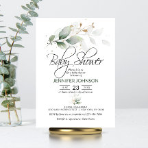 Waterverf Botanische olievlek Greenery Baby shower