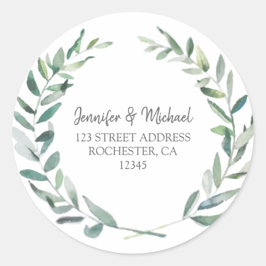 Waterverf botanische olijfbladeren Bruiloft zegels (Voorkant)