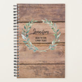 Waterverf botanische olijfbladeren op hout planner (Voorkant)