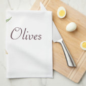 Waterverf Botanische Olijftak theedoek (Quarter Fold)