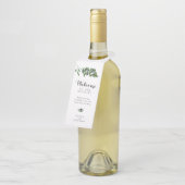 Waterverf Botanische Olive Wineyard Wedding Favor Flessenhanger (Schuin)