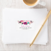 Waterverf Botanische Paarse rode roze bloemen Etiket (Insitu)